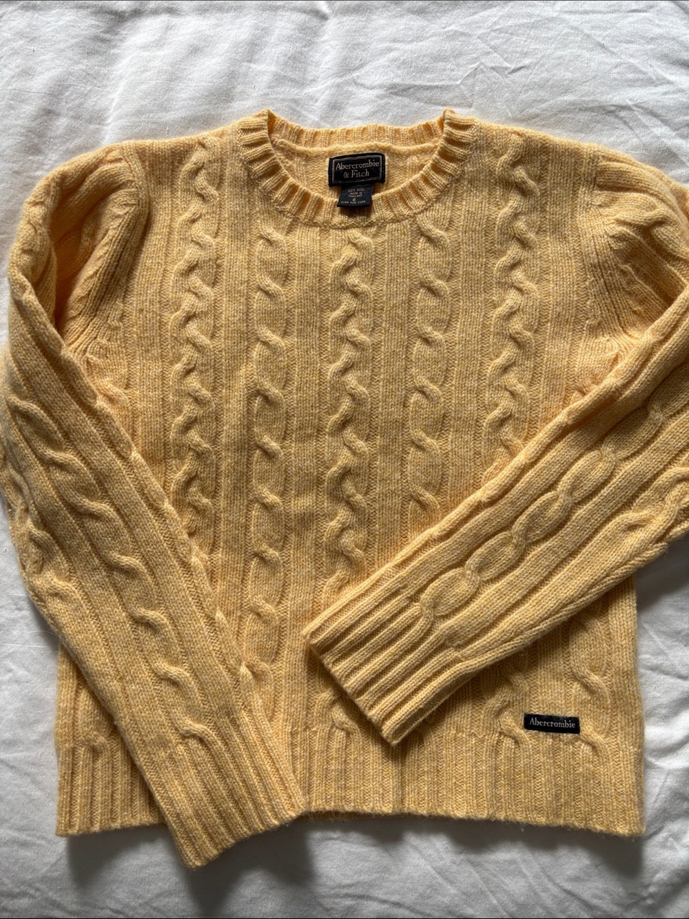 Abercrombie & Fitch Women’s Cable-Knit Crewneck Sweater - Yellow, S